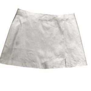 Gianni Bini Sexy Linen Rayon Neutral Mini Skirt with Kick Pleat NWT $89 Sz 10